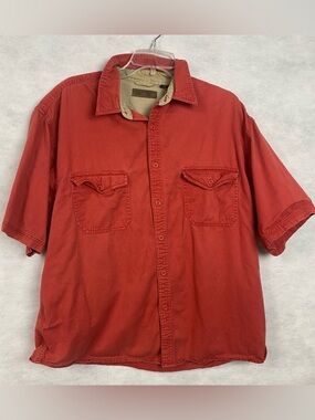 VTG Faded Glory Denim Shirt Men XL Faded Red Button Up Y2K 90s